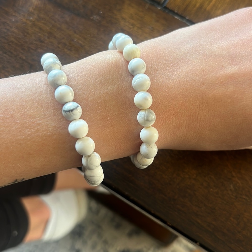 Two white Howlite bracelets